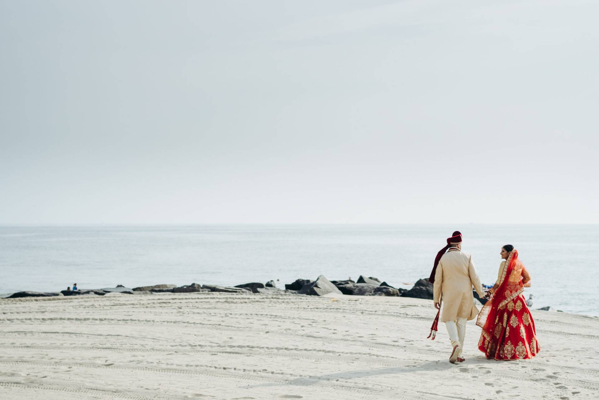 Joyful couple enjoying a romantic honeymoon getaway together.